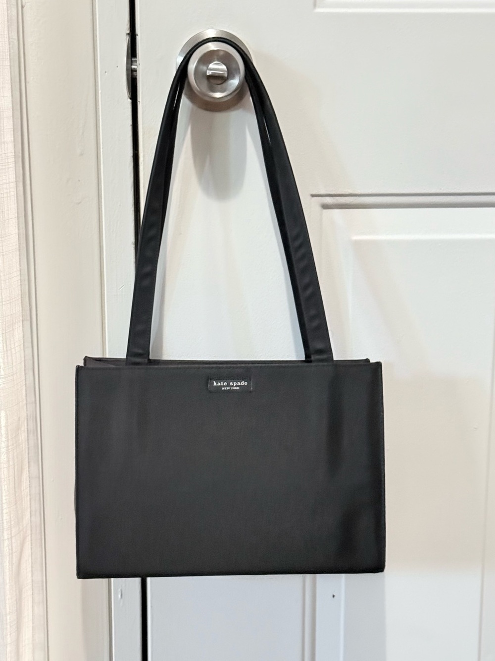 Vintage Kate Spade New York Sam Black Nylon Box Tote 90s